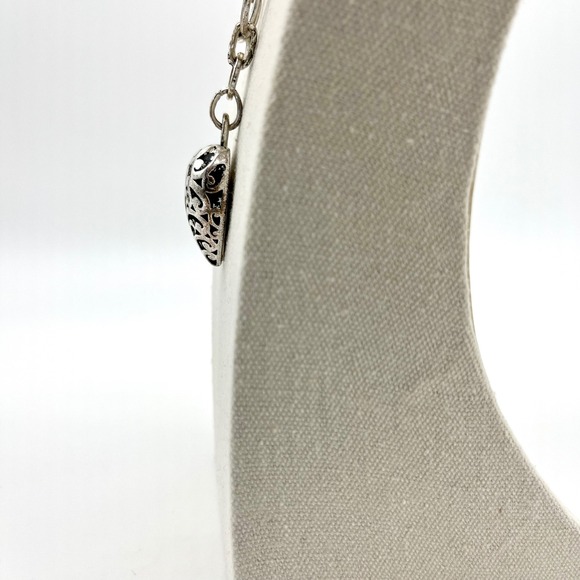 Puffy Heart‎ Pendant Necklace Silver Tone Chain Link Statement Jewelry - Picture 5 of 6